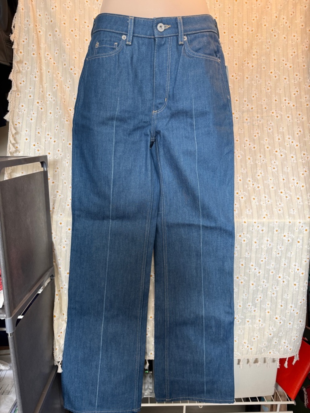 H&M Mid Blue High-Rise Wide-Leg Jeans